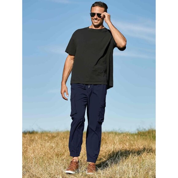 Men's Casual Cargo Joggers Pants Stretch Elastic Waist Drawstring Tapered Sweatp - Picture 6 of 9